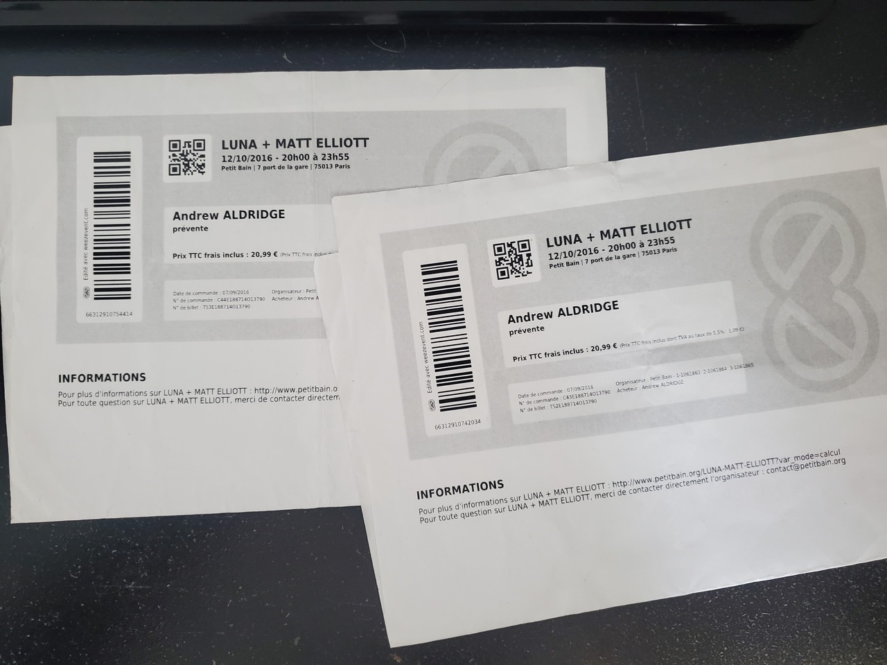 Home-printed tickets