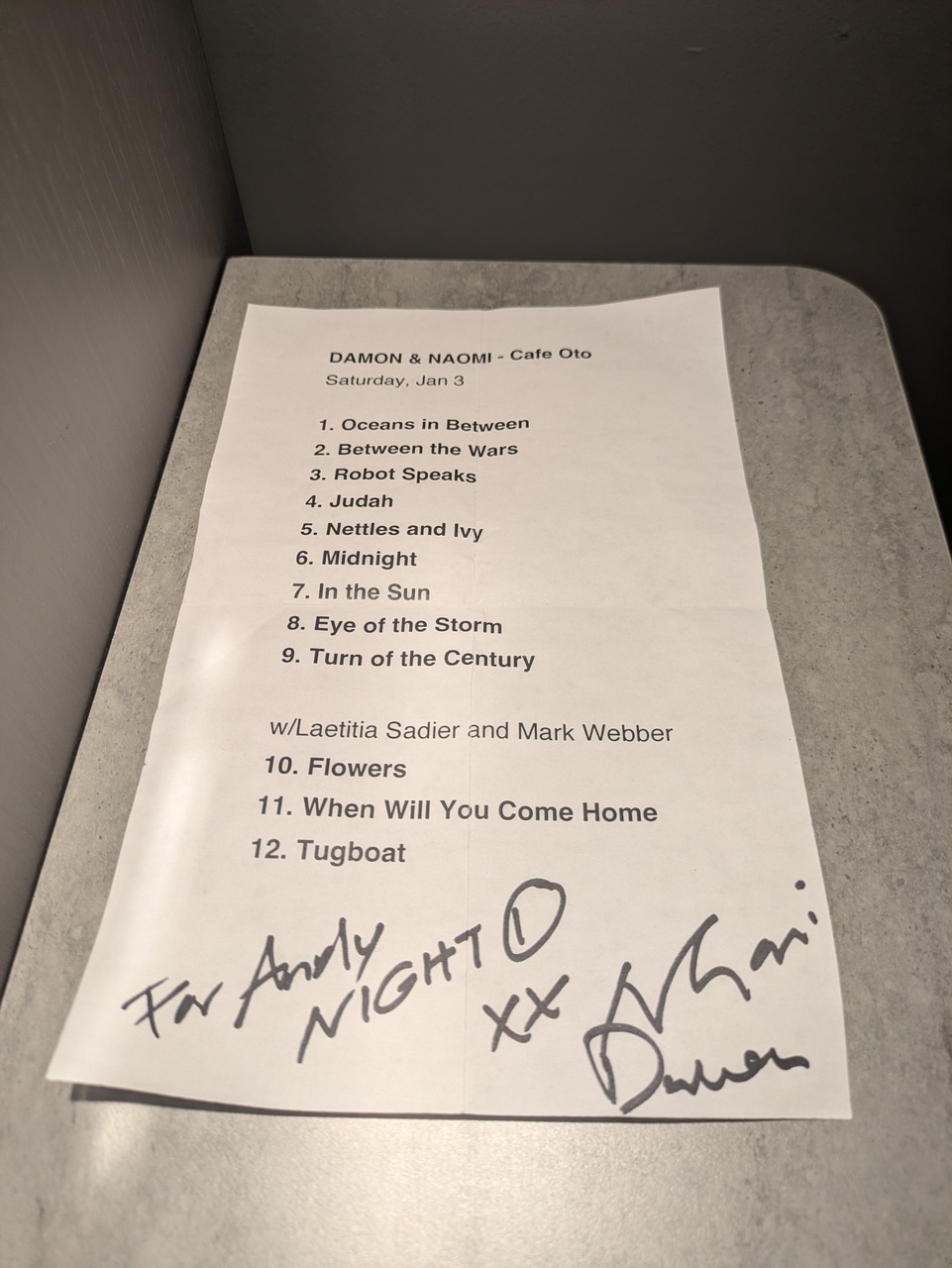 Cafe Oto night 1 setlist