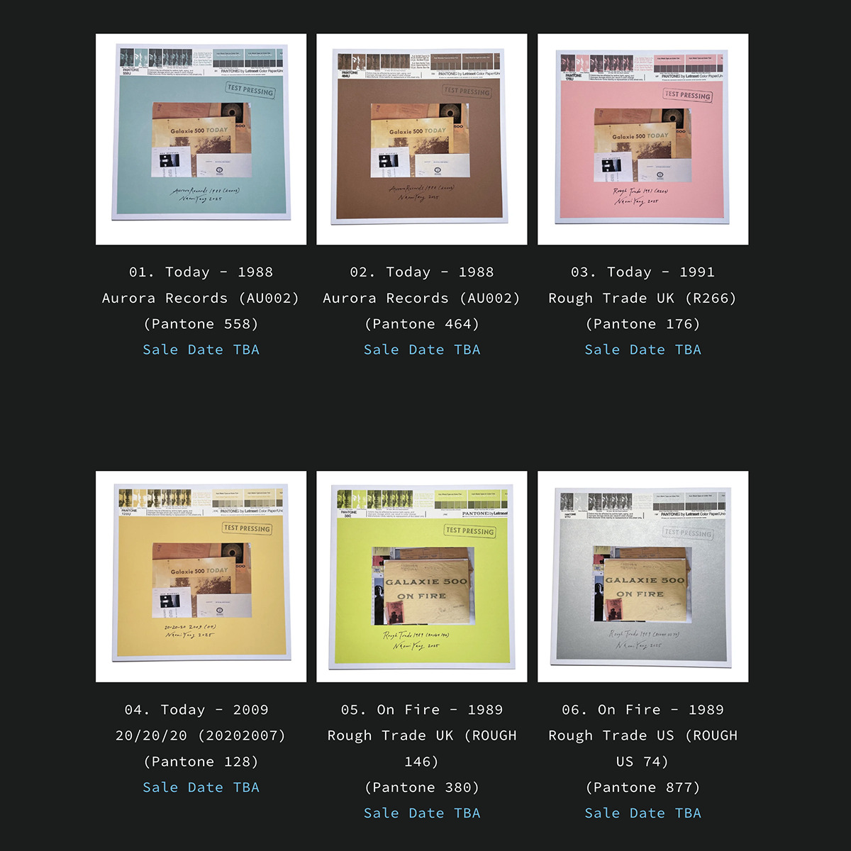 Test pressings 01 to 06