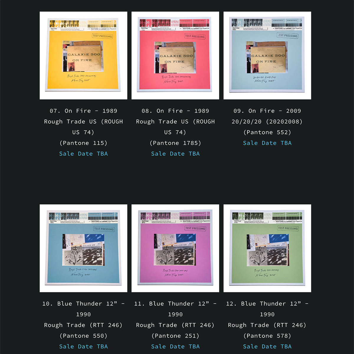 Test pressings 07 to 12